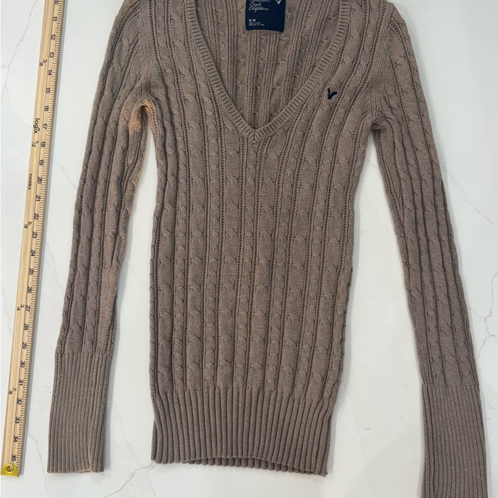 American Eagle Outfitters Tan Cable Knit Sweater